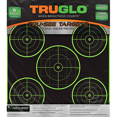 TRUGLO TRU-SEE SPLATTER 5 BULLSEYE TARGETS - 6 PACK
