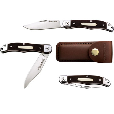COLD STEEL RANCH HAND FOLDING KNIFE AND LEATHER CASE